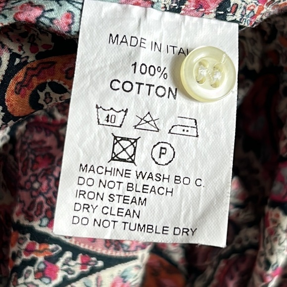 Liberty Button Front Paisley Shirt Made in Italy Size 12 - Picture 5 of 10